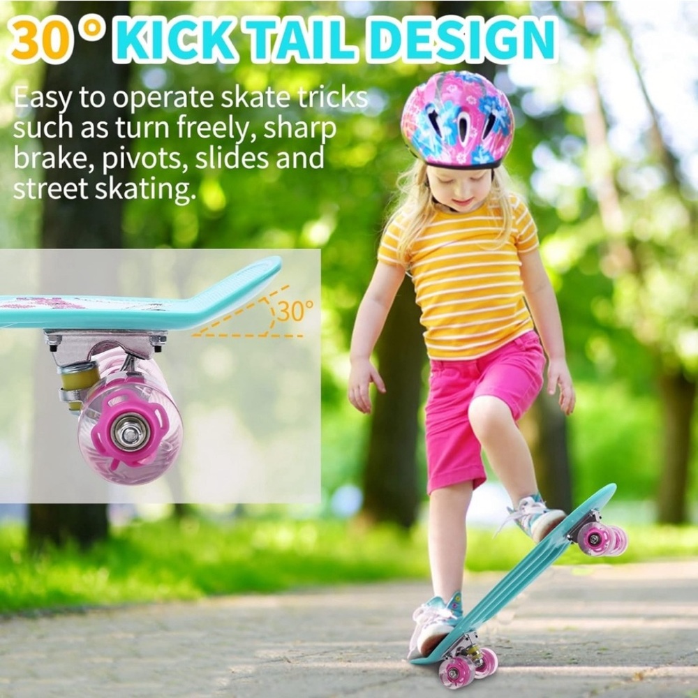 Pink Wheel Skateboard with Kick Tail Design
Skateboards, 22" Complete with bag